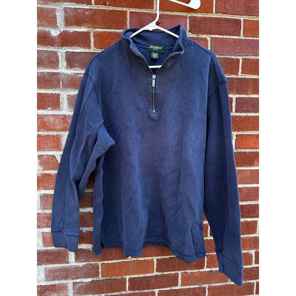Eddie Bauer Tall XL Navy Quarter Zip Pullover 100 Percent Cotton - Picture 1 of 4